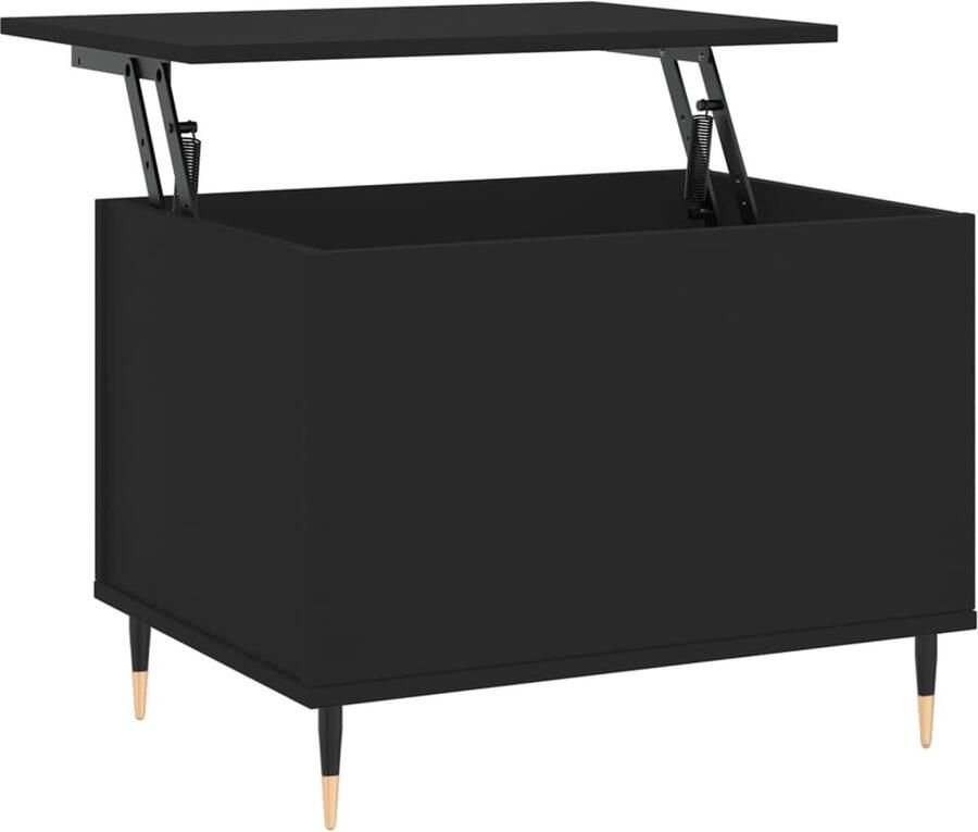 The Living Store salontafel Lift-top 60 x 44.5 x 45 cm Zwart bewerkt hout en metaal Salontafel Koffietafel Tv Tafellaar Houten Salontafel Zware Salontafel