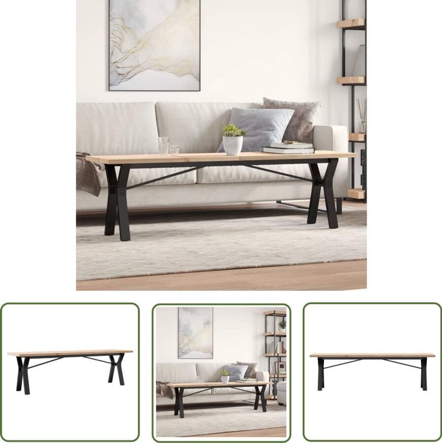 The Living Store Salontafel Y-frame 160x40x45 5 cm grenenhout en gietijzer Salontafel Houten Tafel Grenenhout Vintage Tafel Landelijk Interieur