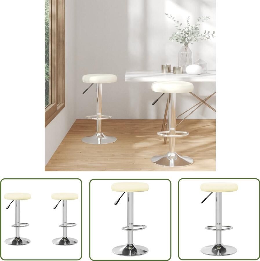 The Living Store Barkrukken 2 st kunstleer crèmekleurig Barkrukken Krukken Barstoelen Creme Kleur Kunstleder