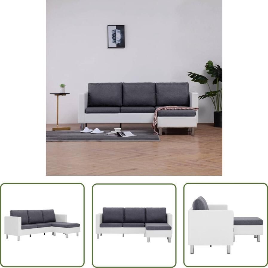 The Living Store Hoekbank Sofaset 188 x 122 x 77 cm Kunstleder Hoeksofa Kunstleder Bank Witte Bank Dreizitsbank Lounge Bank