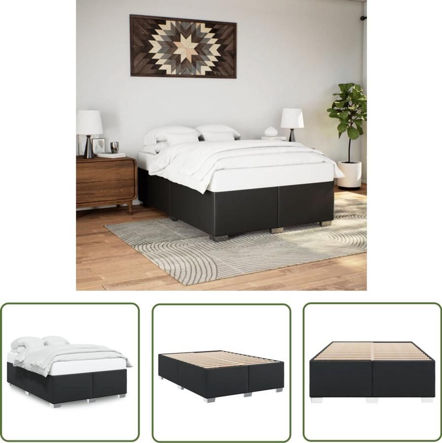 VidaXL Bedframe kunstleer zwart 140x190 cm Bedframe Kunstleder Bed Tweepersoons Bed Boxspring Slaapkamer Decoratie