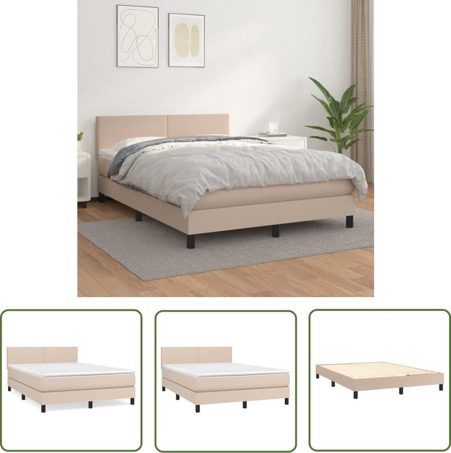 The Living Store Boxspringbed Cappuccino Kunstleer 193x144x78 88 cm Pocketvering Matras Middelharde Ondersteuning Huidvriendelijk Topmatras Boxspringbed Kunstleder Bed Bruine Boxspring Bruin Tweepersoons Bed