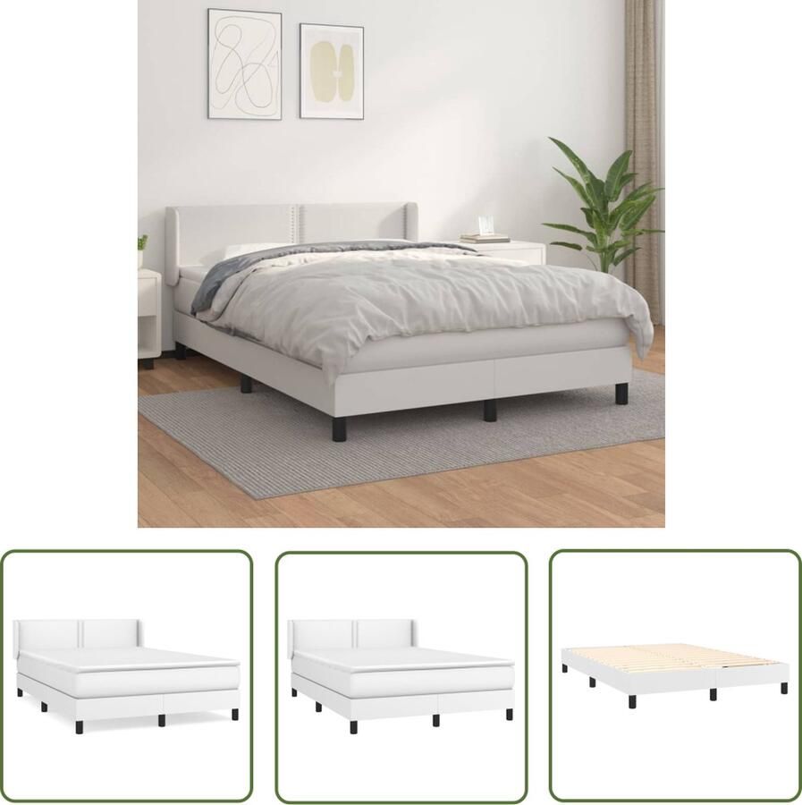 The Living Store Boxspringbed Kunstleer Pocketvering Middelharde ondersteuning Huidvriendelijk Boxspringbed Kunstleder Bed Pocketveer Matras Middenhard Matras Tweepersoons Bed
