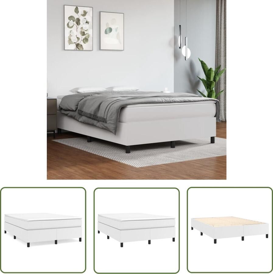 The Living Store Boxspringbed Kunstleer Pocketvering Middelharde ondersteuning Huidvriendelijk 203x140x35cm Boxspringbed Kunstleder Bed Pocketveer Matras Middenhard Matras Slaapkamer Meubels - Foto 3