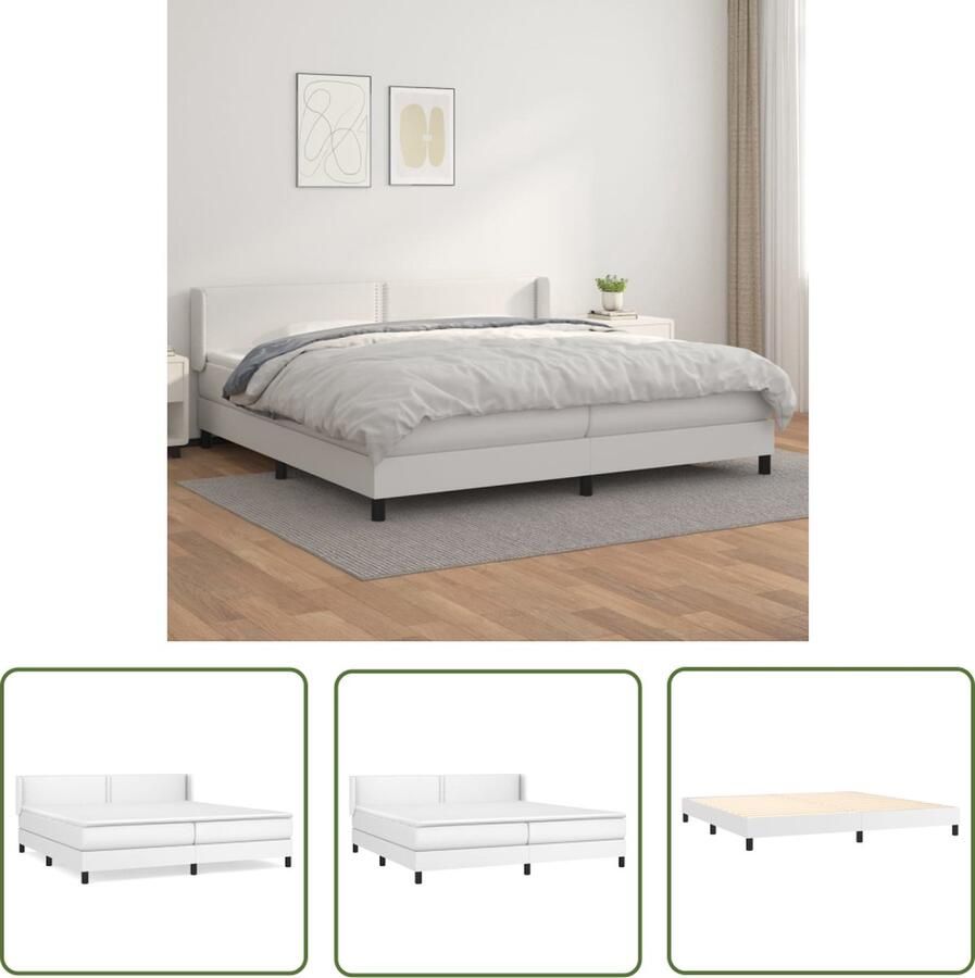 The Living Store Boxspringbed Classic Kunstleren Bed Dubbel 203x203x78 88cm Hoofdbord Pocketvering Matras Middelharde Ondersteuning Huidvriendelijk Topmatras Boxspringbed Dubbel Bed Boxspring Lederlook Bed Witte Bed