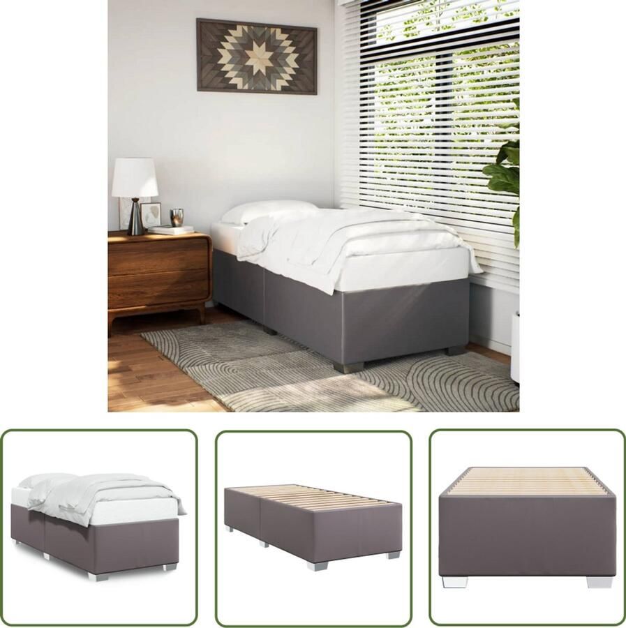 VidaXL Bedframe kunstleer grijs 100x200 cm Bed Frame Kunstleder Bed Slaapkamersdecoratie Tweepersoonsbed Boxspring