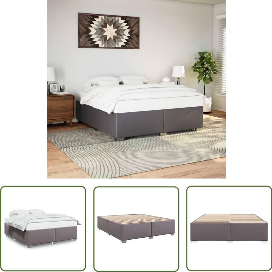 VidaXL Bedframe kunstleer grijs 180x200 cm Bed Frame Kunstleder Bed Tweepersoons Bed Boxspring Slaapcomfort