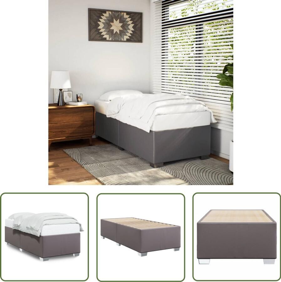 VidaXL Bedframe kunstleer grijs 80x200 cm Bed Frame Kunstleder Bed Grijze Bed Tweepersoonsbed Boxspring