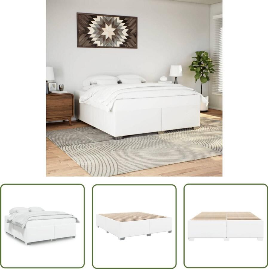VidaXL Bedframe kunstleer wit 180x200 cm Bed Frame Kunstleder Bed Wit Bed Tweepersoons Bed Boxspring