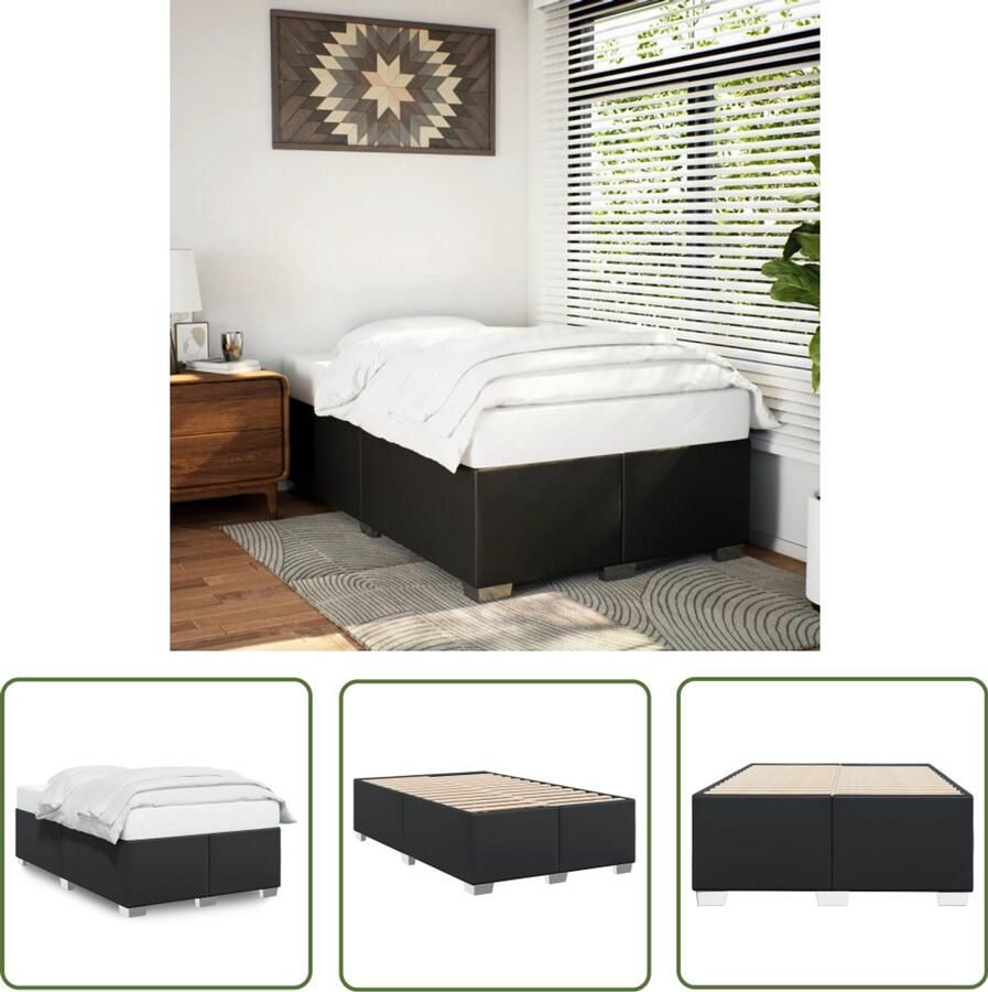 VidaXL Bedframe kunstleer zwart 120x200 cm Bed Frame Kunstleder Bed Tweepersoons Bed Boxspring Slaapkamer Decoratie