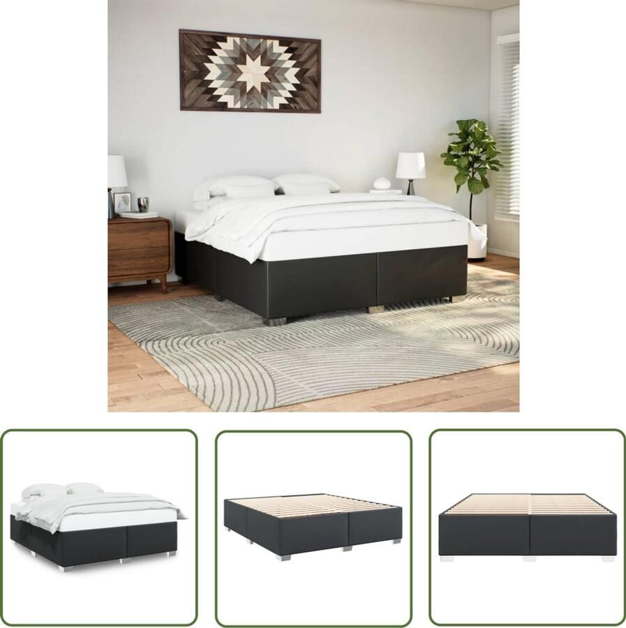 VidaXL Bedframe kunstleer zwart 200x200 cm Bed Frame Kunstleder Bed Tweepersoons Bed Boxspring Modern Bed