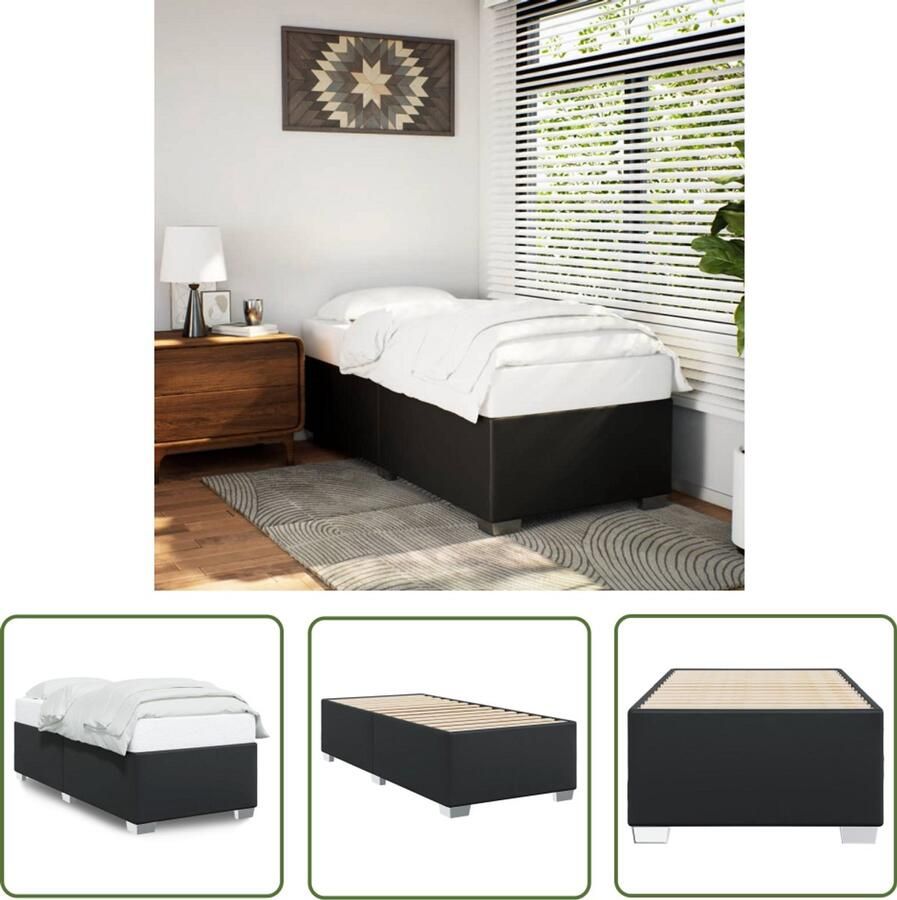 VidaXL Bedframe kunstleer zwart 90x200 cm Bed Frame Kunstleder Bed Zwarte Bedbank Tweepersoonsbed Boxspring