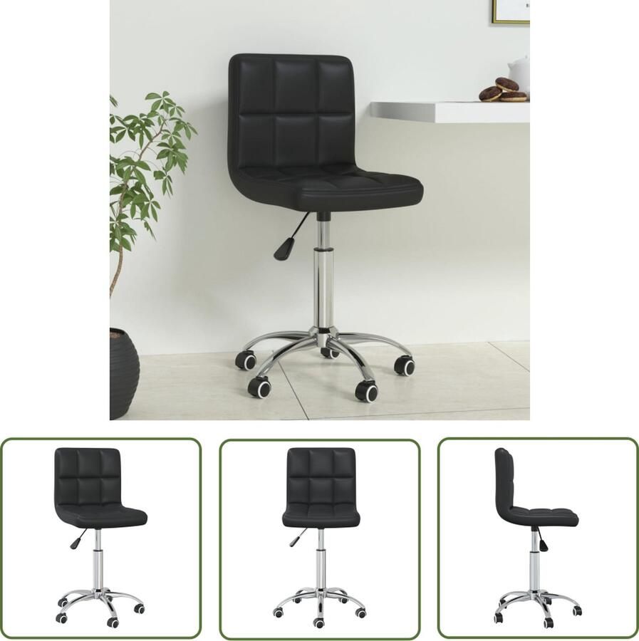 The Living Store Kantoorstoel draaibaar kunstleer zwart Bureaustoel Kunstleder Zwarte Bureaustolen Ergonomische Bureastoel Draaibare Stoel - Foto 2