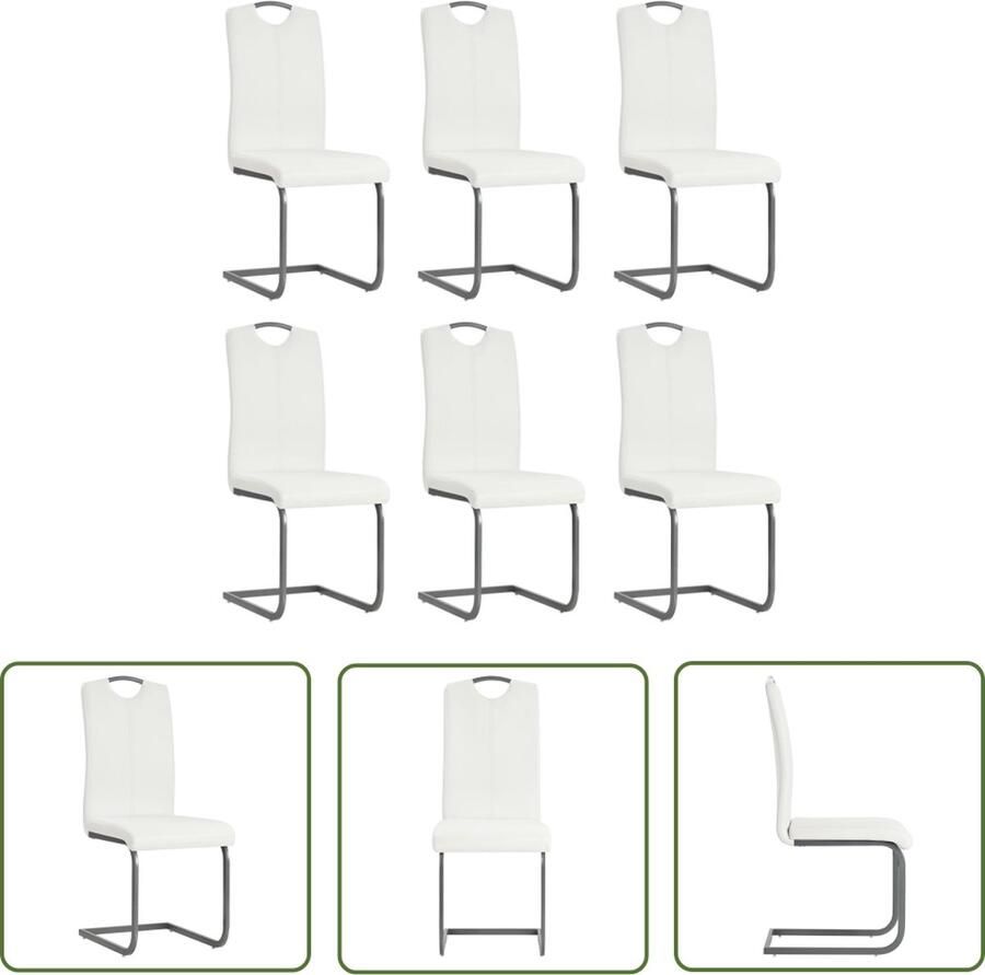 The Living Store Zwevende Eetkamerstoelenset Wit 43 x 55 x 100 cm Schuim gevuld leer Zwevende Eetkamerstoelen Set Witte Eetkamerstoelen Kunstleder Meubels Design Eetkamerstoelen - Foto 2