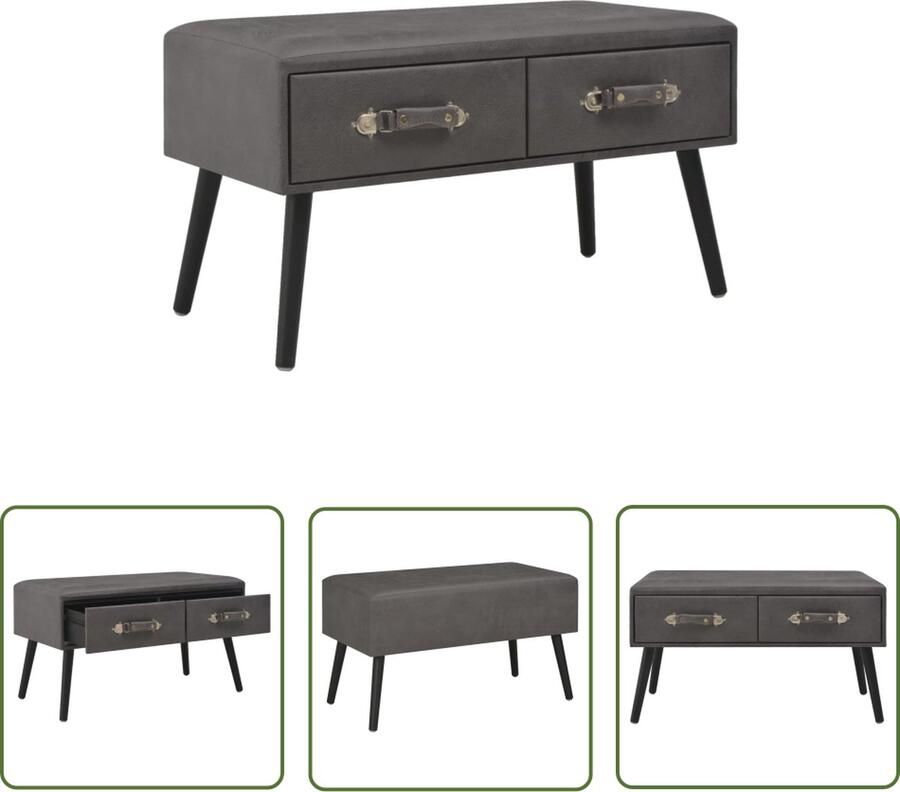 The Living Store Salontafel 80x40x46 cm kunstleer grijs Salontafel Kunstleder Grijze Tafel Moderne Salontafel Tv Tafel - Foto 2