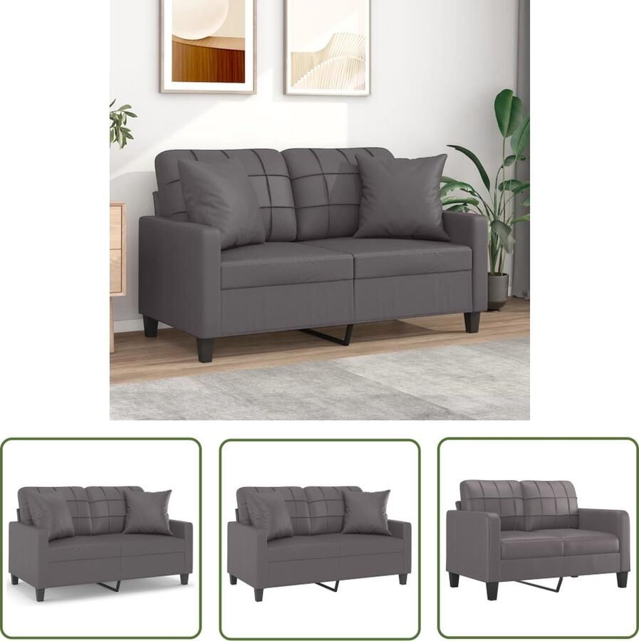 The Living Store 2-zitsbank Kunstleer Grijs 138 x 77 x 80 cm Duurzaam materiaal met comfortabele zitervaring Tweezitsbank Kunstleder Sofa Grijze Bank Lounge Meubels Living Room Furniture