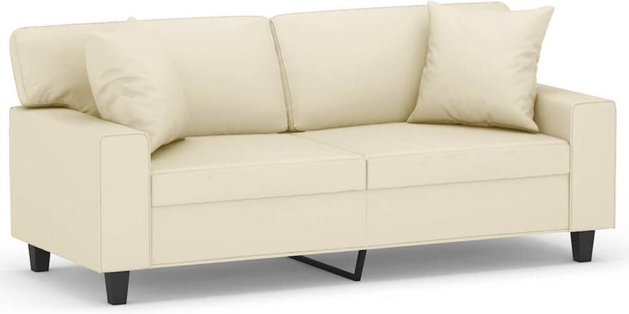 The Living Store Comfort 2-zitsbank Kunstleer Crème Duurzaam en stabiel Compleet met sierkussens 174 x 77 x 80 cm Tweezitsbank Kunstleder Sofa Crème Kleuren Lounge Meubels Living Room Furniture