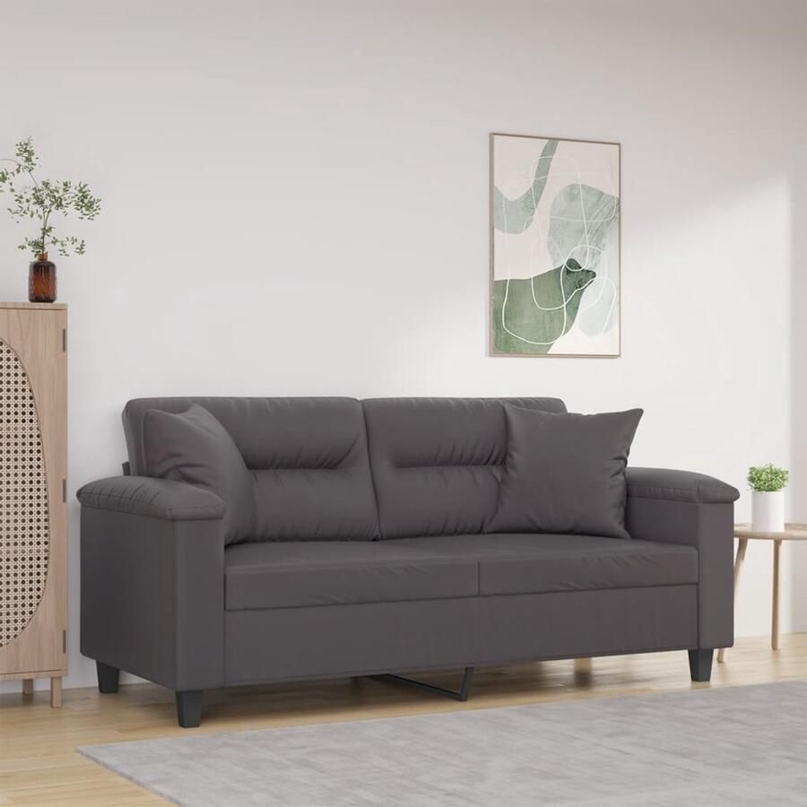 The Living Store 2-zitsbank Kunstleer Grijs Duurzaam en comfortabel 170 x 77 x 80 cm Tweezitsbank Kunstleder Sofa Grijze Bank Lounge Bank Living Room Furniture