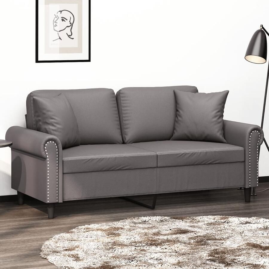 The Living Store 2-zitsbank Kunstleer Grijs 172 x 77 x 80 cm Duurzaam materiaal Tweezitsbank Kunstleder Sofa Grijze Bank Lounge Bank Modern Bank
