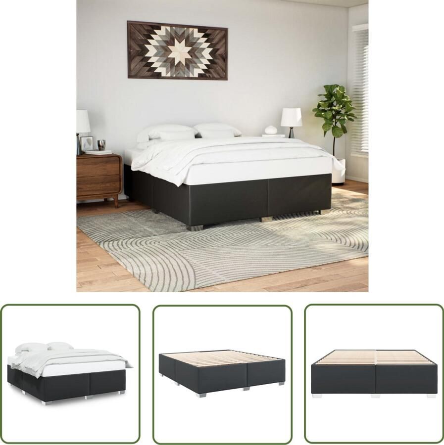 VidaXL Bedframe kunstleer zwart 180x200 cm Bed Frame Kunstleer Bed Tweepersoons Bed Boxspring Slaapcomfort