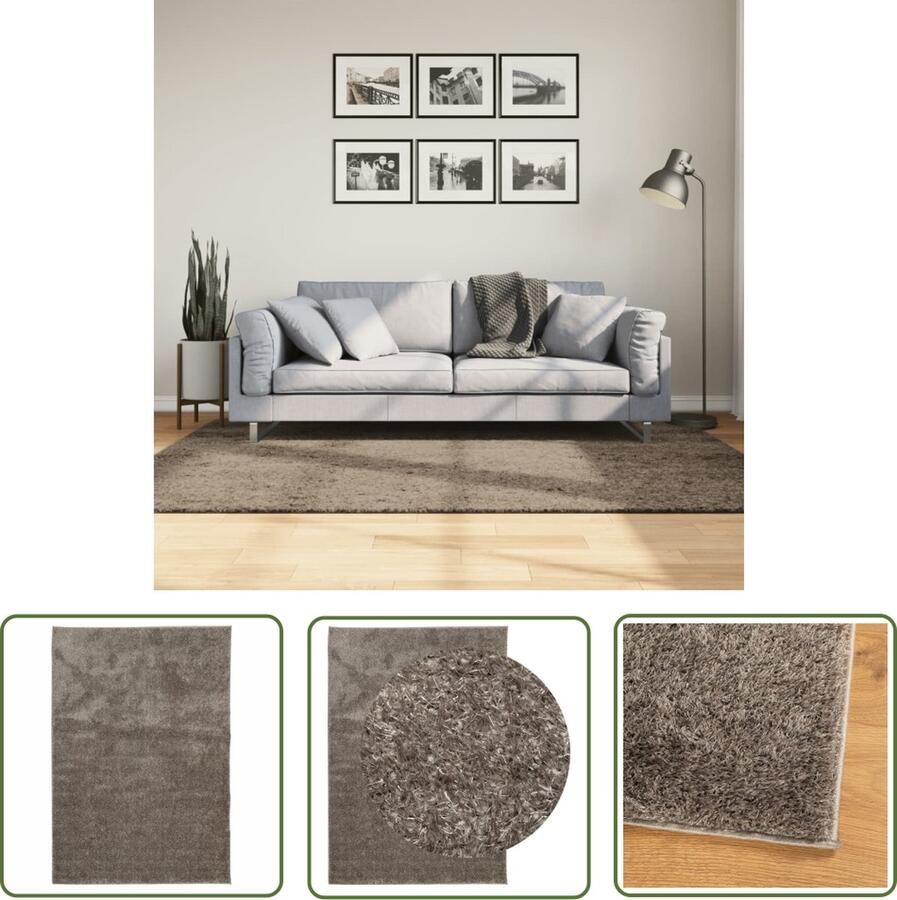 The Living Store ISTAN Vloerkleed 140 x 200 cm Grijze Kunstvacht met Gelrug Superzacht en Donzig Vloerkleed Kunstvacht Grijze Vloerkleed Zacht Vloerkleed Anti Slip Vloerkleed - Foto 2