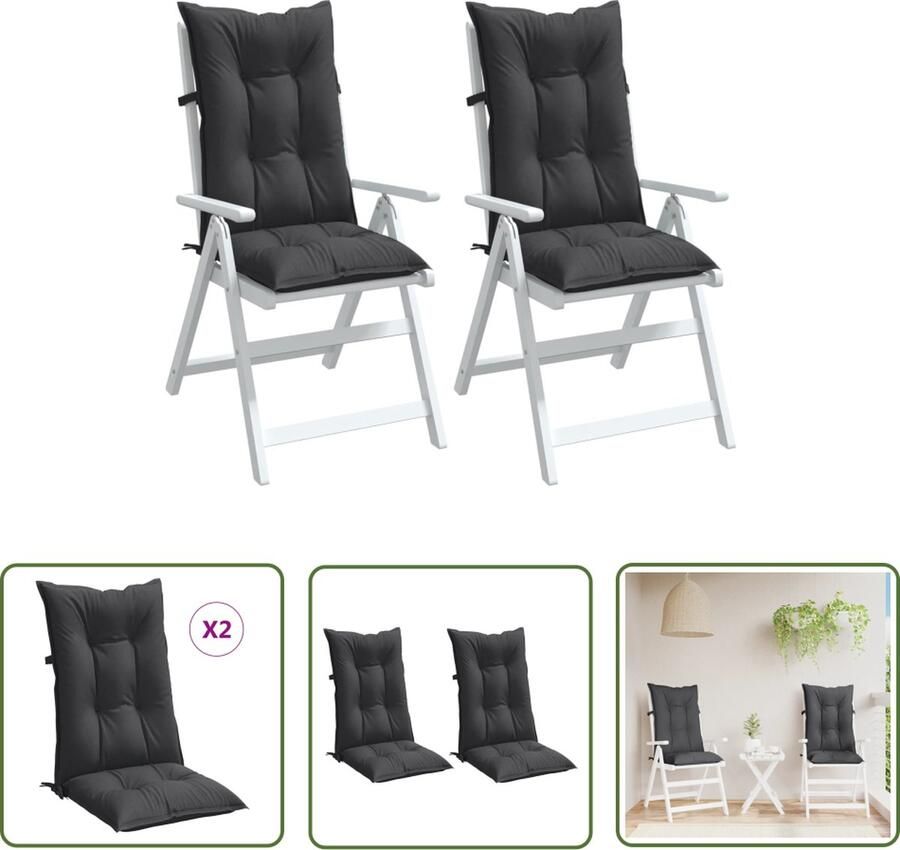 The Living Store Stoelkussens met Hoge Rug 120 x 50 x 7 cm GemÃªleerd Antraciet Polyester PP Holle Vezel Stoelkussens Kussens Voor Stoelen Outdoor Kussens Tuinkussens Balkon Kussens