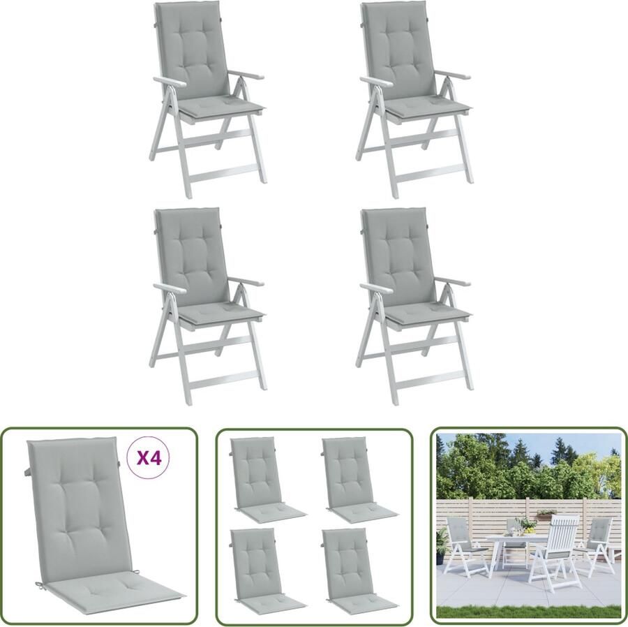 The Living Store Stoelkussens met Hoge Rug GemÃªleerd Lichtgrijs Polyester 120 x 50 x 4 cm Anti-Slipontwerp Stoelkussens Kussens Voor Tuinstoel Outdoor Kussens Stoelkussens Met Hoge Rug Lounge Kussens