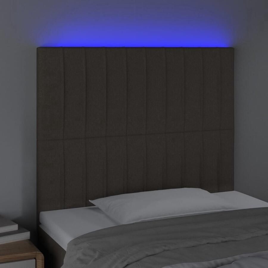 The Living Store Hoofdbord LED 100x5x118 128 cm stof taupe Hoofd Bord Led Headboard Bed Frame Decoratie Slaap Kamer Meubilair Comfortabel Hoofdbord