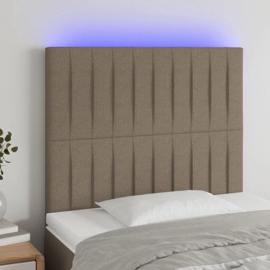 The Living Store Hoofdbord LED 80x5x118 128 cm stof taupe Klassieke Headboard Led Headboard Bedhoofd Hoofdboard Slaapkamersdecoratie