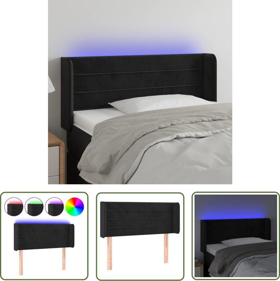 The Living Store Hoofdbord LED-verlichting Verstelbare hoogte Zacht fluweel Kleurrijk ontwerp 103 x 16 x 78 88 cm Hoofd Bord Led Hoofdbord Met Led Velvet Hoofdbord Beddecoratie