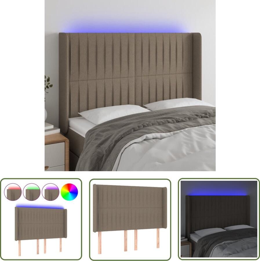 The Living Store hoofdbord LED-hoofdbord taupe 147x16x118 128 cm verstelbaar Hoofd Bord Led Hoofdbord Taupe Hoofdbord Met Led Bedroom Decoratie
