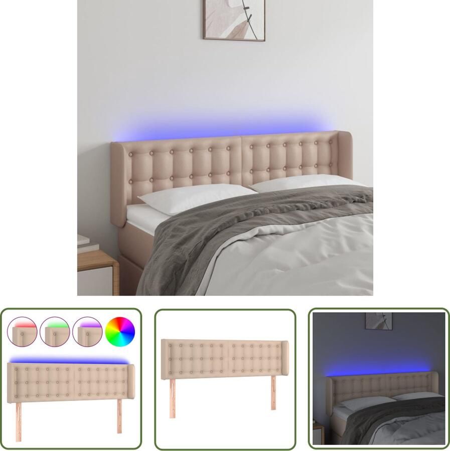The Living Store Hoofdbord LED 147x16x78 88 cm kunstleer cappuccinokleurig Hoofd Bord Led Hoofdbord Kapstok Bedroom Decor Slaapkamerstijl