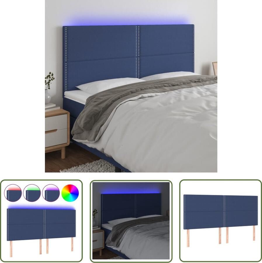 The Living Store Hoofdeinde LED-blauw 180x5x118 128 cm verstelbaar hoofdbord ademend en duurzaam Hoofd Bord Led Hoofdbord Blauw Hoofdbord Met Led Verlichting Slaapkamers Decoratie