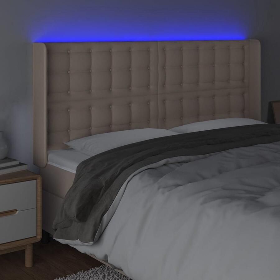 The Living Store Hoofdbord LED 183x16x118 128 cm kunstleer cappuccinokleurig Hoofd Bord Led Hoofdbord Kapstok Bedroom Furniture Slaapkamersdecoratie