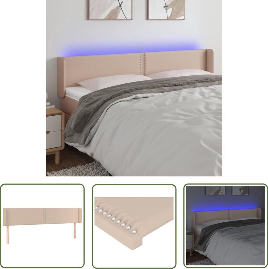 The Living Store Hoofdbord Cappuccino LED Verlichting Verstelbare Hoogte Duurzaam Kunstleer 183x16x78 88cm Inclusief Montagehandleiding Hoofd Bord Led Hoofdbord Kapstok Bedroom Decor Slaapkamersdecoratie