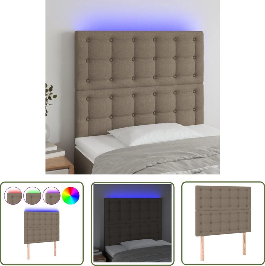 The Living Store Hoofdeind LED Taupe 80 x 5 x 118 128 cm Verstelbaar Hoofd Bord Led Hoofdbord Hoofdkussen Slaap Kamer Decoratie Taupechaise Lounge