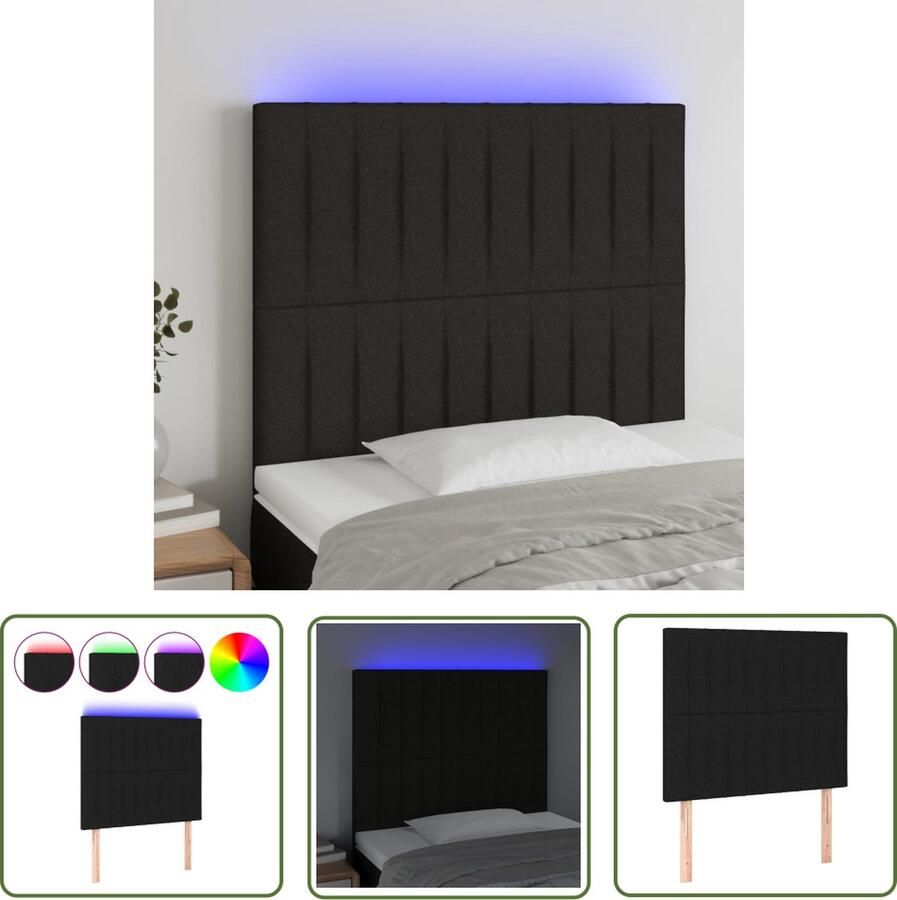 The Living Store Hoofdeind LED Strip Zwart 80 x 5 x 118 128 cm verstelbaar Hoofd Bord Led Hoofdbord Zwart Hoofdbord Met Led Slaapkamersdecoratie