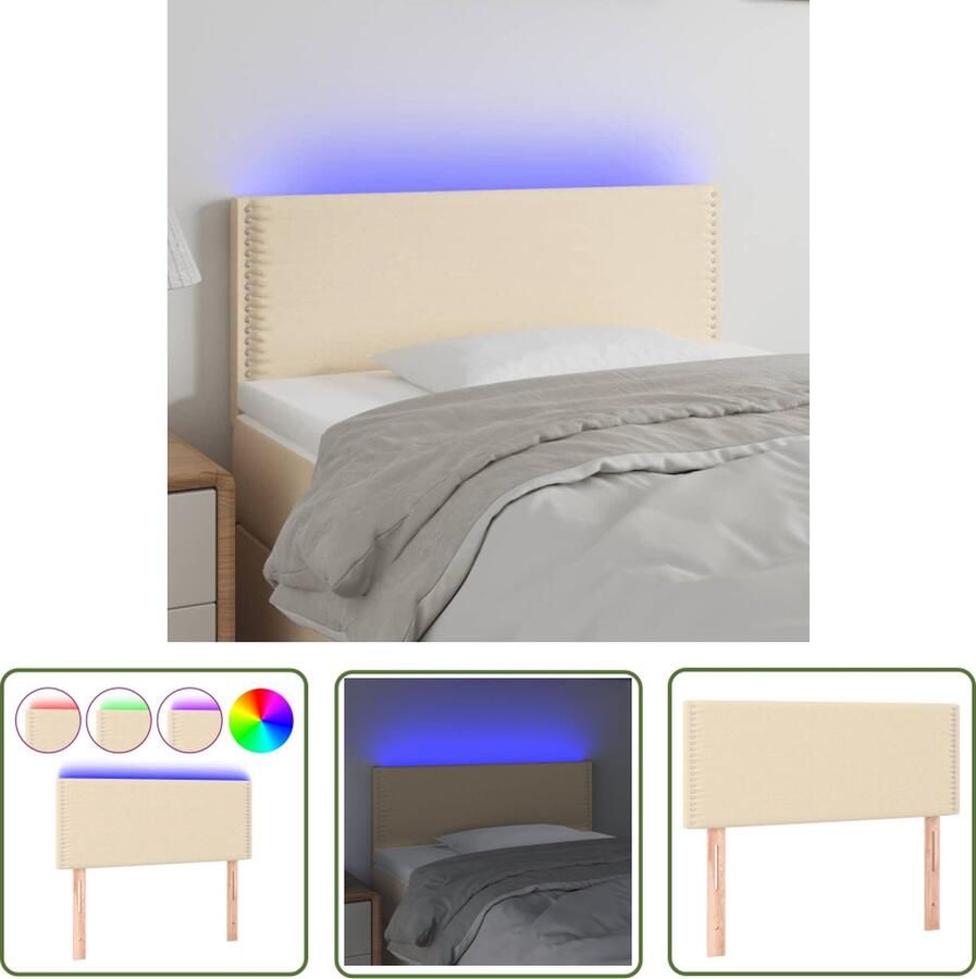 The Living Store Hoofdeind Crème LED-verlichting 80 x 5 x 78 88 cm Verstelbare hoogte Hoofd Bord Led Hoofdbord Creme Hoofdbord Met Led Verlichting Hoofdbord Bedroom Decor