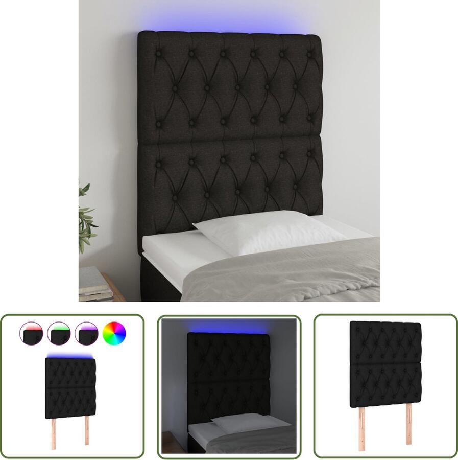 The Living Store Hoofdeind LED-strip 80 x 7 x 118 128 cm Verstelbare Hoogte Duurzaam Materiaal Kleurrijke LED-verlichting Hoofd Bord Led Hoofdbord Met Led Beddecoratie Slaapkamerstijl