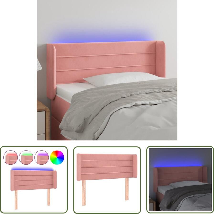 The Living Store Hoofdbord LED roze 83x16x78 88 cm verstelbare hoogte Hoofd Bord Led Hoofdbord Roze Hoofdbord Velvet Hoofdbord Met Verlichting