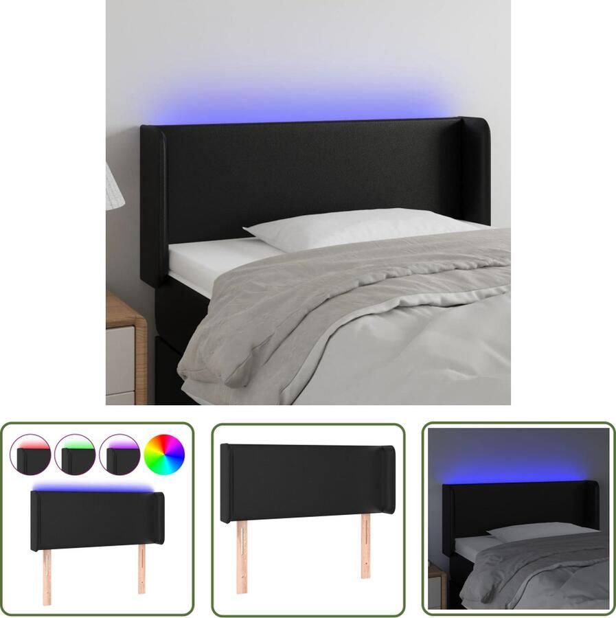 The Living Store Hoofdeinde LED-strip Kunstleer Zwart 83 x 16 x 78 88 cm Hoofd Bord Led Hoofdbord Zwart Hoofdbord Kunstleer Hoofdbord Met Verlichting