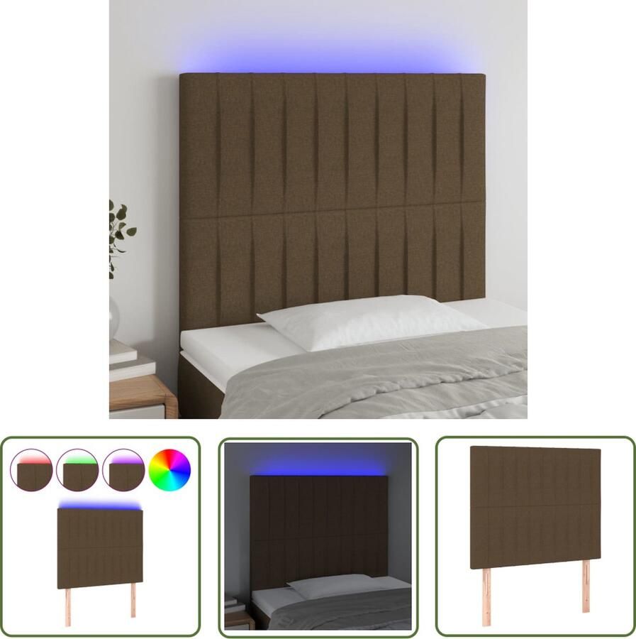 VidaXL Led Hoofdbord Hoofd Bord Hoofdbord LED 90x5x118 128 cm stof donkerbruin Hoofdbord Bruin Beddengoed Bedroom Decor