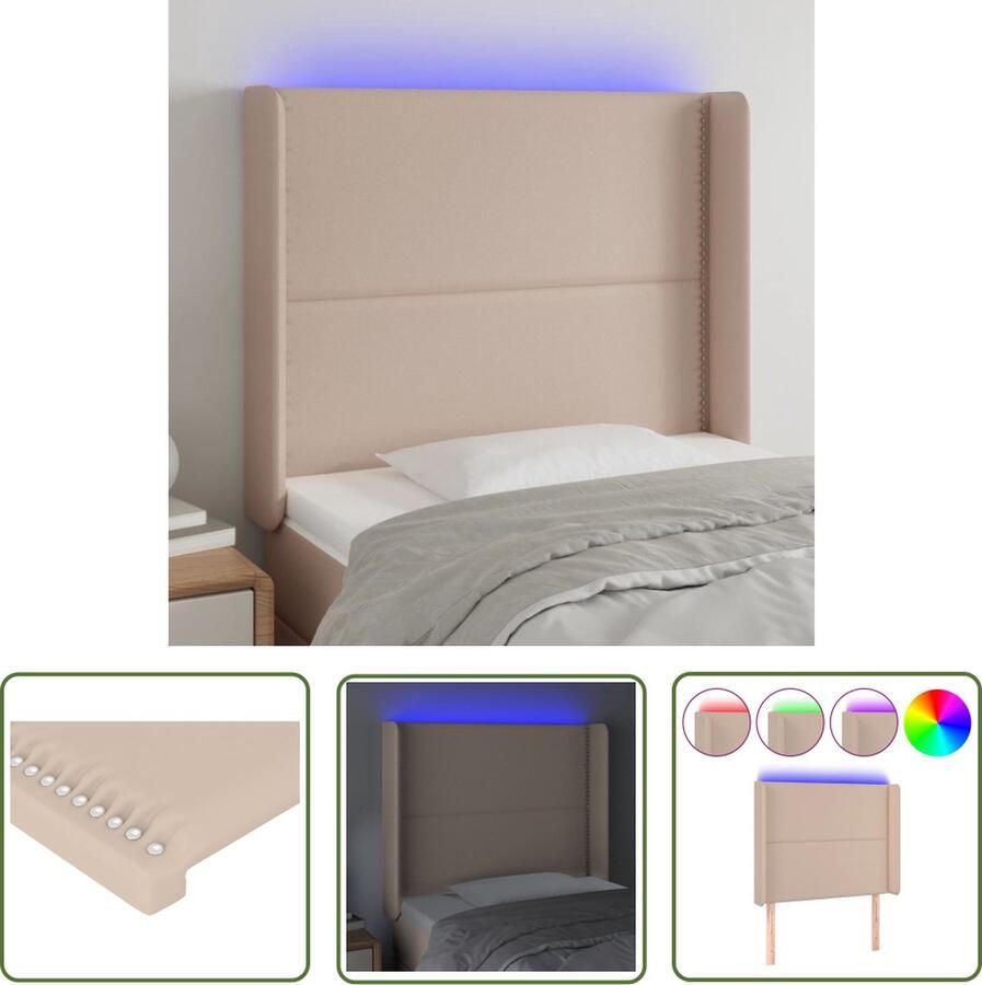 The Living Store Hoofdbord Cappuccino kunstleer 93x16x118 128 cm Verstelbaar Hoofd Bord Led Hoofdbord Kapstok Beddecoratie Bedroom Decor