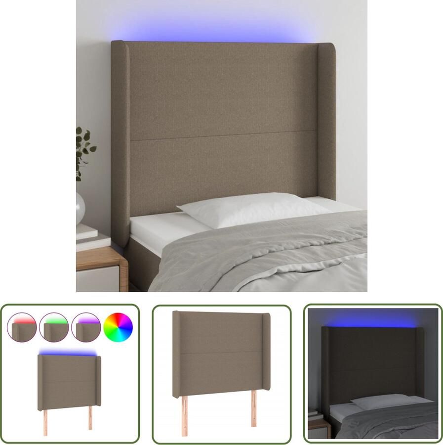The Living Store Hoofdbord LED-strip 83x16x118 128 cm Verstelbare hoogte Duurzaam materiaal Kleurrijke LED-verlichting Comfortabele ondersteuning Snijdbare LED-strip USB-aansluiting