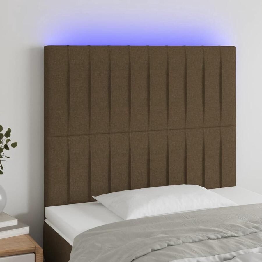 VidaXL Led Hoofdbord Hoofdboard Hoofdbord LED 100x5x118 128 cm stof donkerbruin Hoofdbord Bruin Hoofdbord Met Led Bedroom Decor