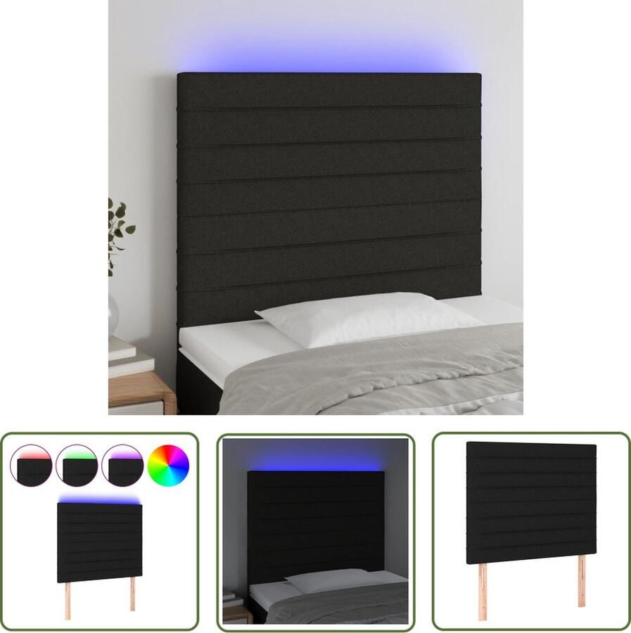 The Living Store Hoofdeind Klassiek LED-hoofdbord Zwart 100 x 5 x 118 cm Verstelbaar Hoofdboard Led Hoofdbord Met Led Klassiek Hoofdbord Zwarte Hoofdbord