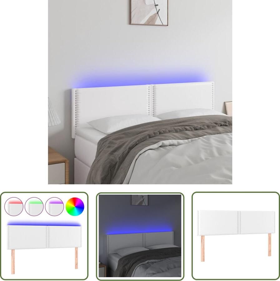 VidaXL Led Hoofdbord Hoofdboard Hoofdbord LED 144x5x78 88 cm kunstleer wit Hoofdbord Met Led Verlichting Kunstleder Hoofdbord Wit Hoofdbord