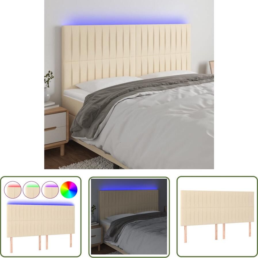 The Living Store Hoofdeind LED Verstelbaar 160 x 5 x 118 128 cm Crème Hoofdboard Led Hoofdbord Creme Hoofdbord Bedding Accessories Bedroom Decor