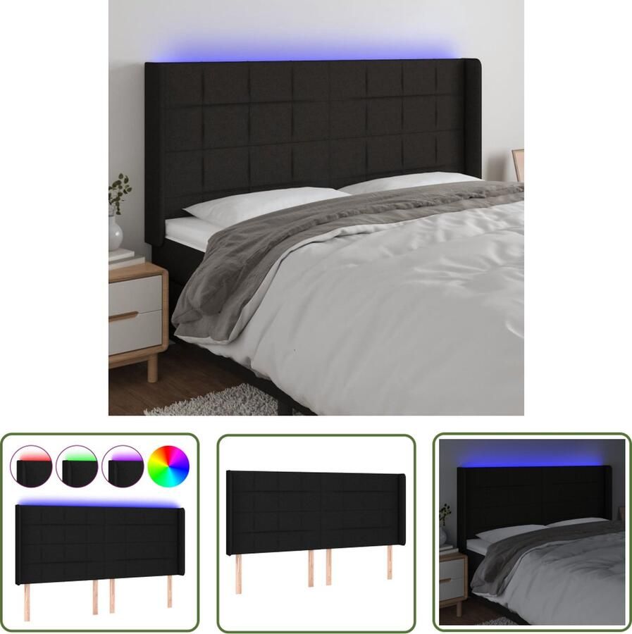 The Living Store LED-hoofdbord Hoofdeinde 163 x 16 x 118 128 cm Zwart Hoofdboard Led Hoofdbord Met Led Verlichting Zwarte Hoofdbord Bedroom Decor