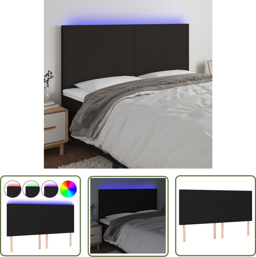 The Living Store LED Hoofdeind Zwart 180x5x118 128 cm Verstelbare hoogte Hoofdboard Led Hoofdbord Zwart Bedding Accessories Slaapkamers Decoratie